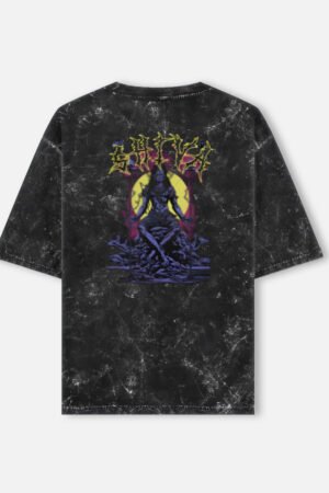 Shiva Print Acid Washed Oversized Tee