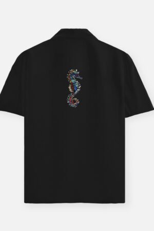 Embroidered Seahorse Oversized Shirt